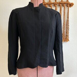 Vintage 70s 80s Albert Nipon Black Rayon Boutique Secretary Jacket